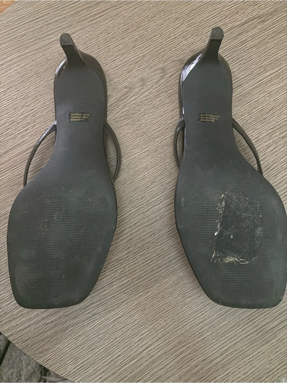 Abound Black Patent Square-Toe Thong Heeled Sandals